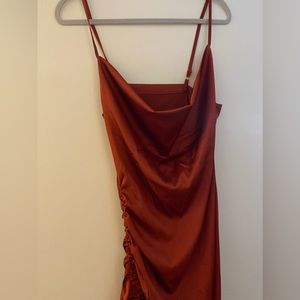 Orange silk dress
